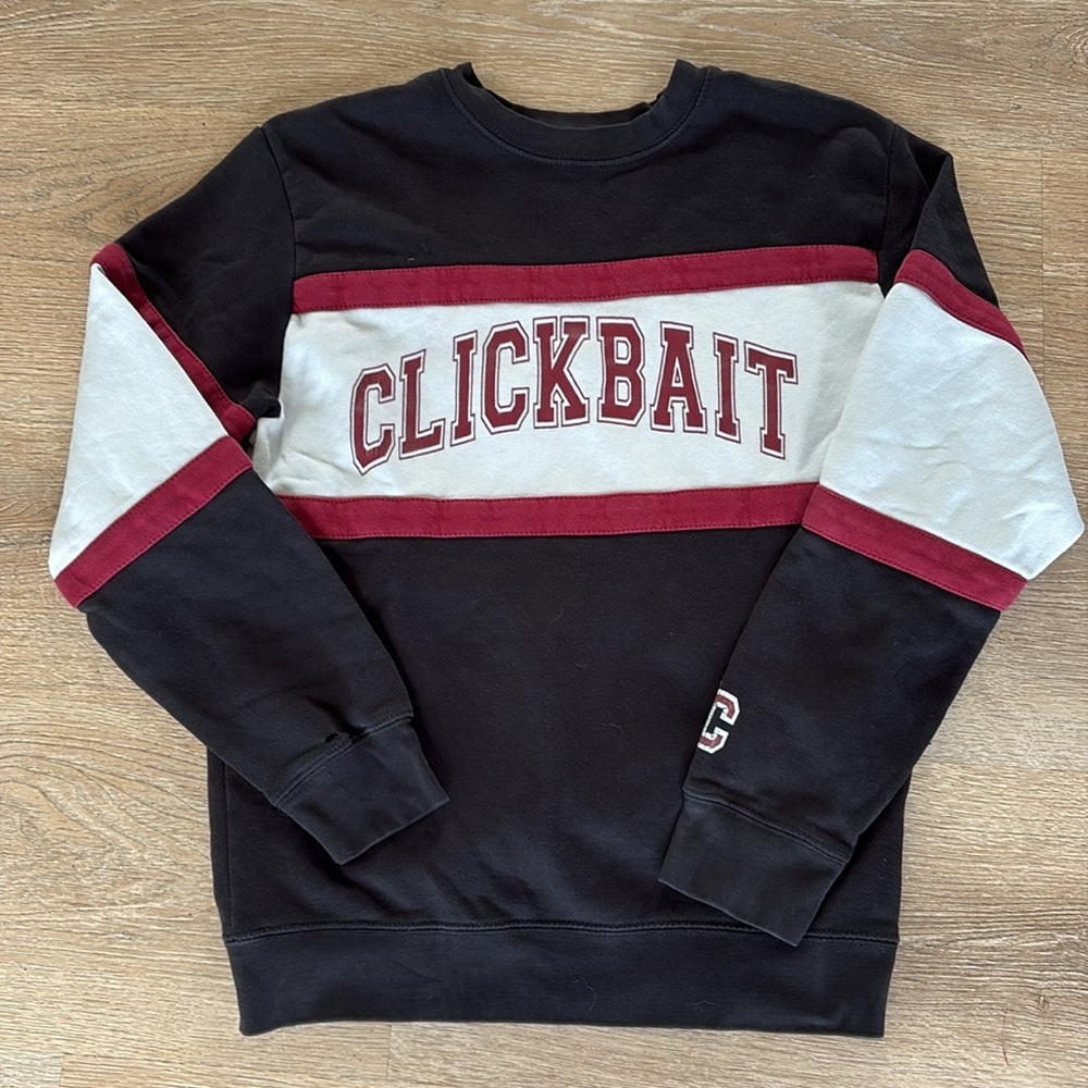 Fanjoy‎ Clickbait David Dobrik Colorblock Crewneck Sweatshirt Black Red Small